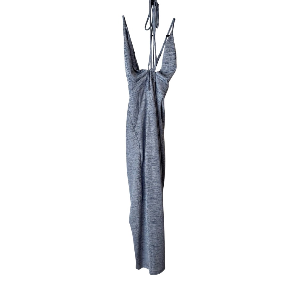 XTAREN Gray Space Dye Halter jumpsuit Deep V-Neck Tulip Pockets Small